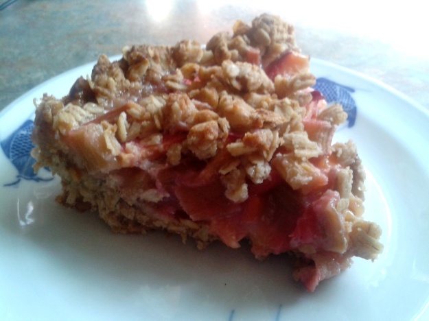 Peach Rhubarb Oatmeal Crust Pie