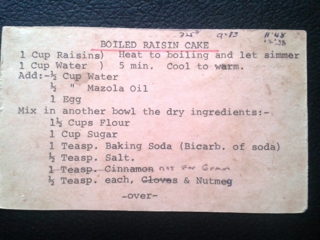 My Mother's Boiled Raisin Cake Recipe